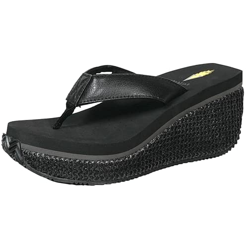 Image of Volatile Island Wedge Sandals for Women Featuring Slip-On Thong Platform Style with EVA Insole and Rubber Outsole