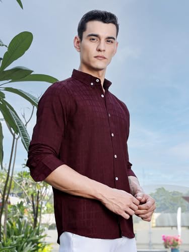 Image of Thomas Scott Men's | Solid | Long Sleeve | Polyster Blend | Casual | Button Down Collar | Shirts for Men
