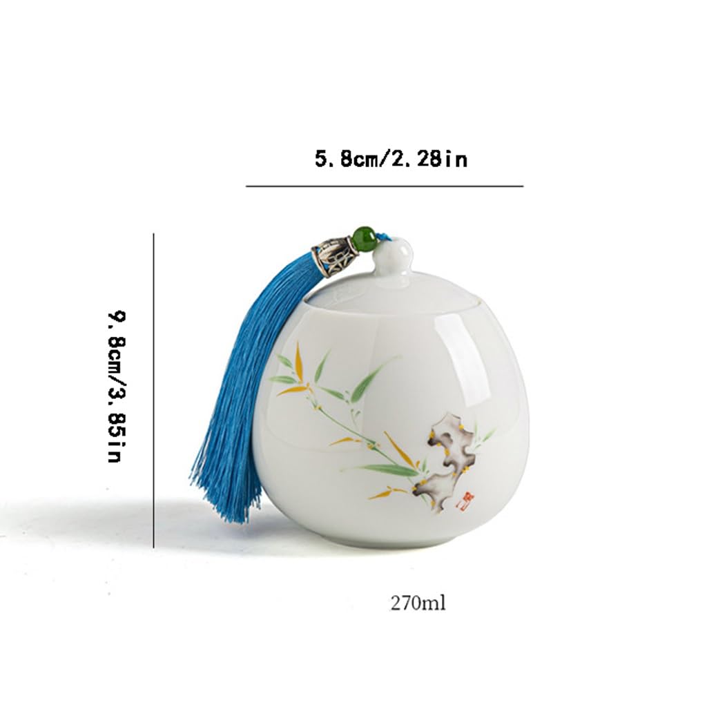CMBSSTFC Pojemnik na herbatę Chińska biała porcelanowa puszka na herbatę Pusty słoik, ceramiczny słoik do przechowywania herbaty, malowany słoik do przechowywania herbaty Puszka na herbatę (C)