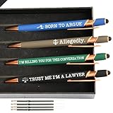 BSHELLOE Lawyer Gifts, Law School Graduation Bar Exam Ballpoint Pen Set, 1.0mm Black Ink (4 Pens with 4 Refills)