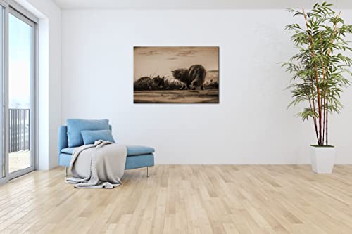 Tableau chats domestiques errants deyoli 90x60 cm effet sépia