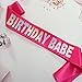 Birthday Babe Sash, Birthday Sash for Girls, Birthday Gifts for Women, Pink and Silver Birthday Party Decorations and Supplies