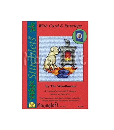 Mouseloft By The Woodburner Christmas Card Mini Counted Cross Stitch Kit