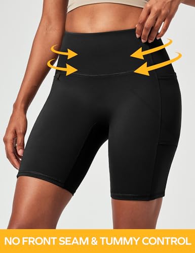 Ewedoos Biker Shorts Women Tummy Control with 4 Pockets No Front Seam Hiking Workout Spandex Shorts High Waisted UPF50+3