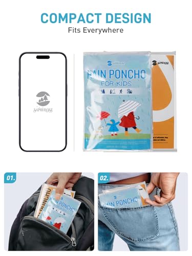 Image of SaphiRose Disposable Rain Ponchos Emergency Clear Poncho