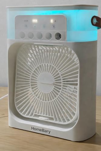 Image of Mini Air Cooler for Room, Portable Personal USB Air Cooler with Water Tank & LED Light, Silent Desk Table Cooler for Bedroom, Office, Study, Travel Cooling Fan