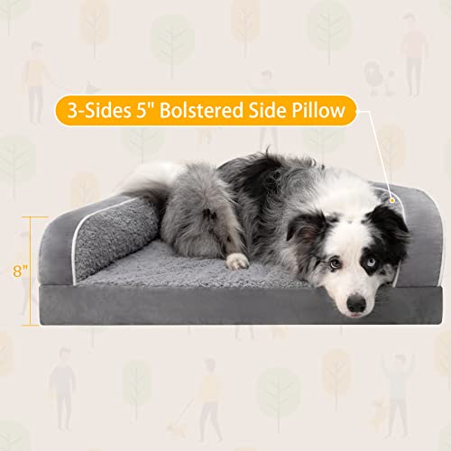 Yiruka Dog Beds For Large Dogs, Washable Dog Bed Sofa With Removable Cover, Waterproof Dog Bed Couch With Nonslip Bottom, High Bolster Dog Bed, Orthopedic Large Dog Bed Up To 65 Lbs #TOP1