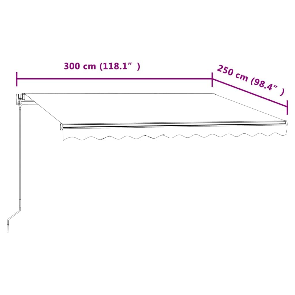 vidaXL Tenda da Sole Retrattile Automatica 300x250 cm Crema