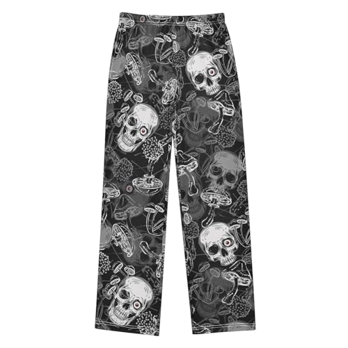 ZZXXB Skull Mushroom Boys Long Pants Soft Trousers Elastic Waist Kids Lounge Bottoms with Pockets S-XL