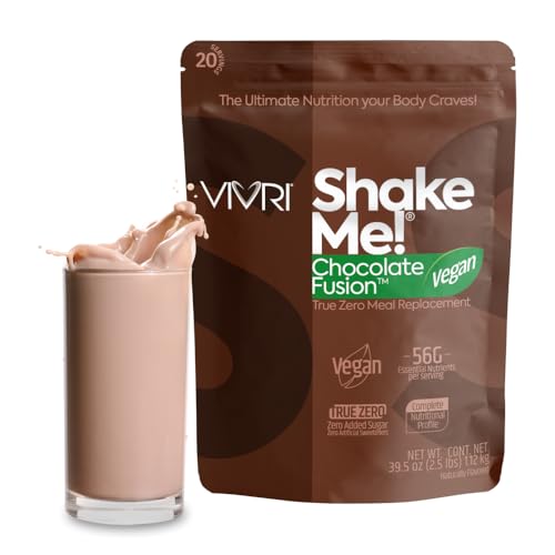 VIVRI ShakeMe! Meal Replacement | 20 Servings | 22g Triple Premium Protein, 45 Nutrients &amp; 8 Superfoods | Supports Full-Body Health &amp; Energy (Vegan Chocolate)