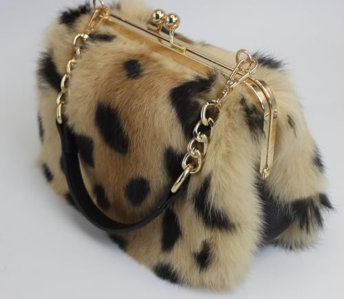 Fosrion Genuine Rabbit Fur Kisslock Handbag – Wild Animal Prints, Various Patterns & Sizes4