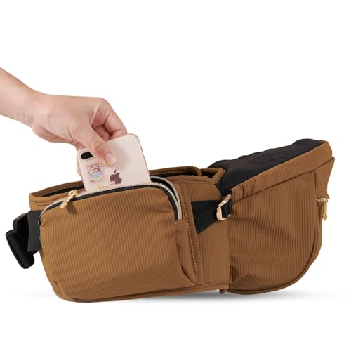 Image of SUNVENO Baby Hip Seat Carrier for Toddler, Supports up to 45 lbs, Wide Anti-Slip Seat, Adjustable Waist Belt, Quick Up Down Baby Holder, Fits 6-36 Months, Brown