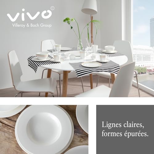 Service De Table Villeroy & Boch Vivo Basic White - 18 Pièces (6 Assiettes Plates, 6 Creuses, 6 Dessert)