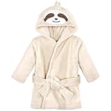 Hudson Baby Unisex Baby Plush Animal Face Bathrobe, Sloth, 0-9 Months