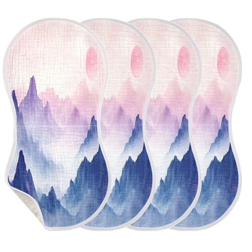 Watercolor Mountain Plant Burp Cloths Cotton Baby Washcloths,Large 22x11in Burping Cloth Absorbent and Soft for Newborn Baby Boys and Girls,4 Pack3