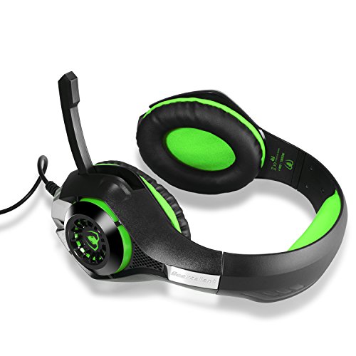 TURN RAISE 3.5mm Stereo Gaming Headset for PS4, PC, Xbox One Controller, Noise Cancelling Over Ear Headphones with Mic, LED Light, Bass Surround, Soft Memory Earmuffs for PC, Laptop,Tablet,Smartphones