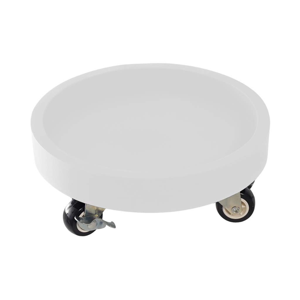 HPTHLY Plant Caddy With Wheels 20Cm Grey Plastic Plant Stand Tray Round Flower Pot Dolly Trolley Indoor/Outdoor Flowerpot Rack Durable Saucer For Easy Mobility (White 20Cm)