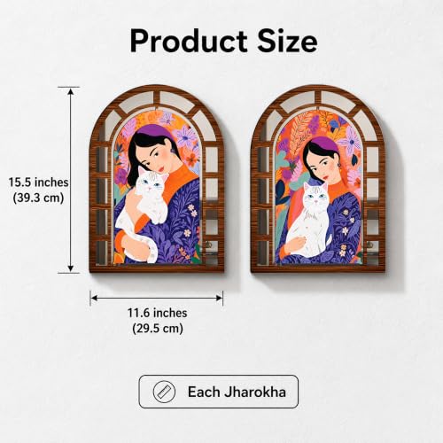 Image of Sehaz Artworks CatLady Home Decoration Items for Living Room-15.4 inchx11.6 inch