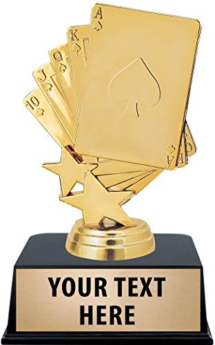 Poker Trophies with Custom Engraving, 6" Personalized Royal Flush Poker Playing Cards Trophy