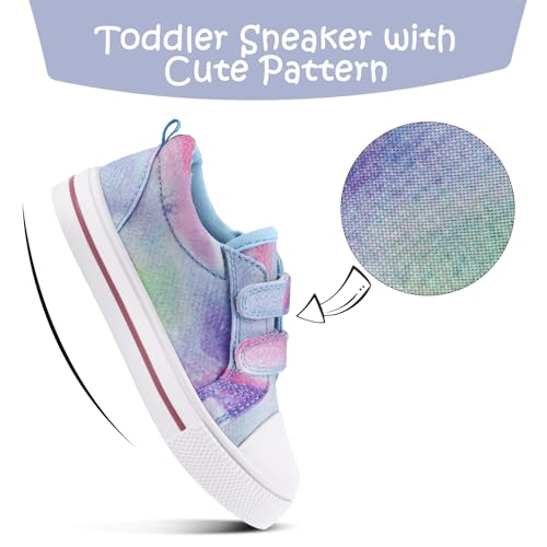 Image of KomForme Toddler Sneakers for Boys and Girls Cartoon Dual Hook and Loops Sneakers Baby Canvas Shoes | Comfortable, Lightweight