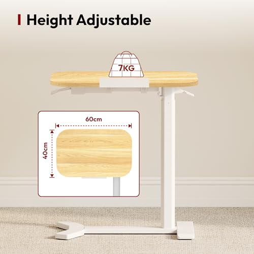 SANODESK Höhenverstellbarer Beistelltisch mit Rollen 60 × 40 cm – Ansicht 4