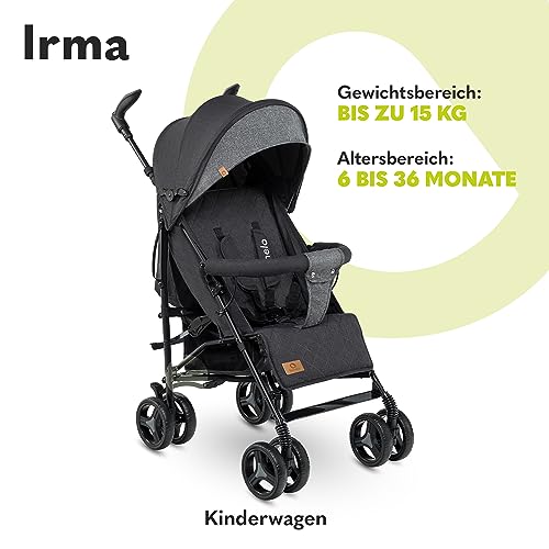 LIONELO Irma Kinderwagen bis 15 kg, leichter moderner Kinderwagen mit Liegefunktion, faltbar, große 6-Zoll-Räder, großer Korb, Tasche, Moskitonetz