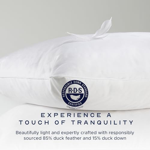 Snuggledown Duck Feather & Down Pillows 2 Pack - 85:15 Ethically Sourced Fill for Back & Side Sleepers | Medium Support, Soft Cotton Cover, Non-Allergenic & UK-Made (48 × 74cm)