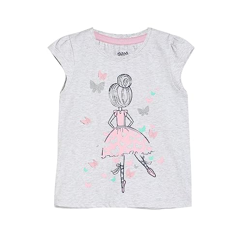 Image of miniklub Girls Grey Printed Pure Cotton Top