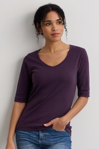 Women's Luxe Organic Pima Cotton V-Neck Half Sleeve Top4