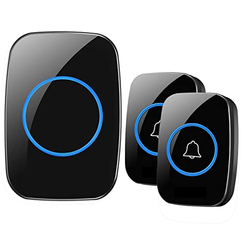 ELECDON Wireless Doorbell Waterproof Door Bell Kit Distinguish front and rear doors Over 1000 feet Range and 60 Chime 5 Levels Volume and LED Flash for Home Office Classroom