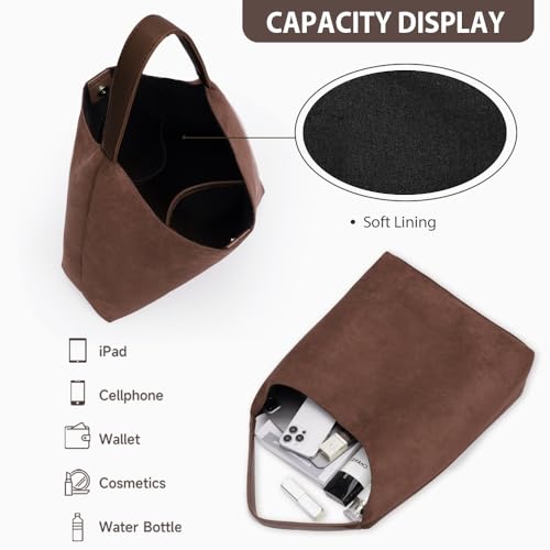 Image of YFGBCX Tote Bags for Women Work Bags Suede Slouchy Bag Hobo Handbag Office Tote Handbag