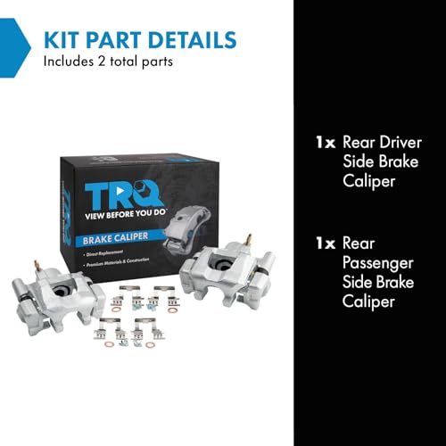 Image of TRQ Rear Brake Caliper Set Zinc Coated Brackets Hardware Compatible with 2002-2003 Lexus ES300 2004-2006 ES330 2002-2006 Toyota Camry