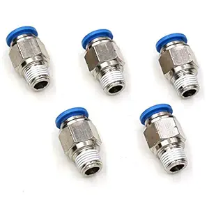 PNEUMATIC PU ONE TOUCH QUICK PUSH IN BRASS CONNECTOR WITH CROME PLATED BSP THREAD (1/4 X 8, 10)