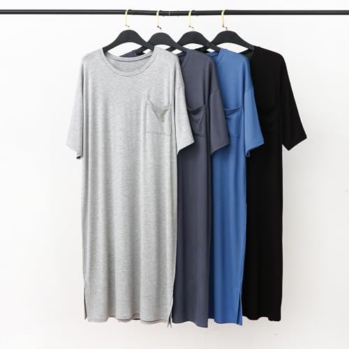 Sleepwear Men's Short Sleeve Nightshirt with Pockets Soft Comfy Pajamas Comfy Big & Tall V Neck Sleep Shirt L-XXXL3