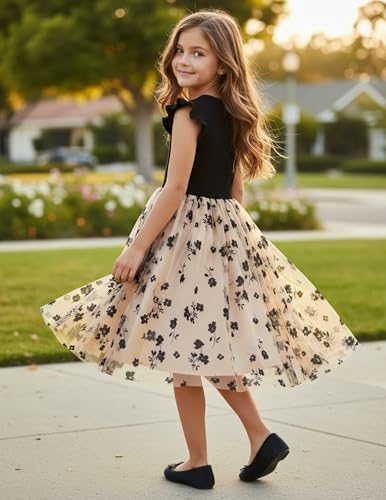 Image of PATPAT Girl's Tulle Dress Tutu Party Birthday Poster Formal Fancy Flower Princess Dresses