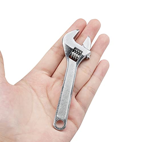 ZoZoMaiy Llave Inglesa Ajustable, Llave ajustable de 4 pulgadas Longitud 100mm para Baños, Lavabos, Apretar o Aflojar Tuercas y Pernos(plata) Cover