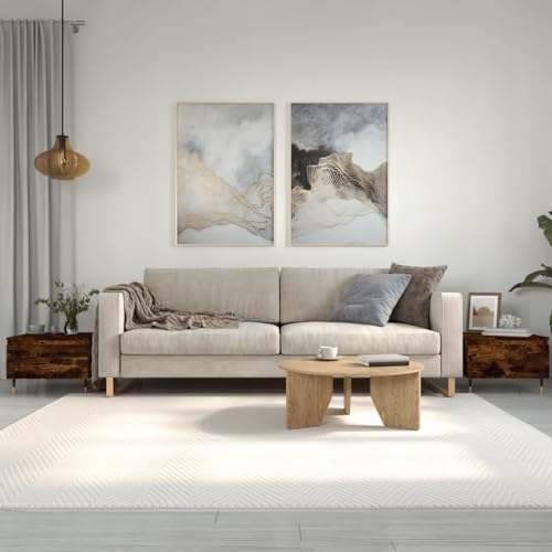 LAPOOH Mesas de café 2 piezas de roble ahumado 50x46x35 cm de madera de ingeniería, mesas de café, mesa auxiliar, mesas de centro modernas, muebles para el hogar para sala de estar (SPU:830855)