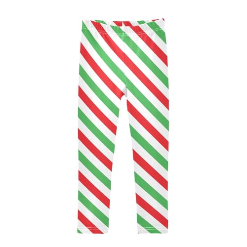 CaTaKu Cane Candy Stripes Red Green Girls Leggings Long Pants Tights Leggings Dance Colthes Bottoms for Girls Size 6