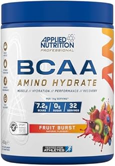 Applied Nutrition BCAA Powder - Branched Chain Amino Acids BCAAs Supplement, Amino Hydrate Intra Workout & Recovery Energy Drink (450g - 32 Servings) (Fruit Burst)