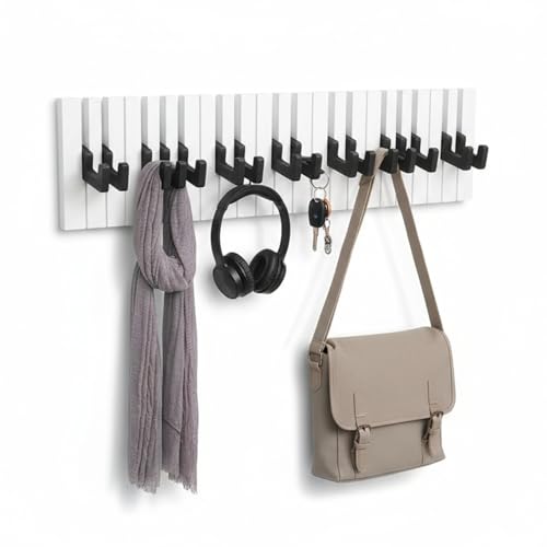 GMMH DuNord Porte-Manteaux 16 patères Motif Piano Noir/Blanc