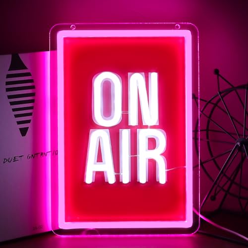 Image of ON AIR Neon Light Recording Neon Signs Wall Decor for Podcast Setup,Broadcasting Room,Radio Station,Home Studio, Gift Art for Friends,Podcaster 11.2 x 7.87 IN-USB Powered-Acrylic