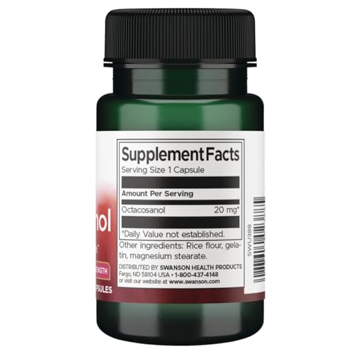 Image of Swanson Maximum-Strength Octacosanol 20 Milligrams 30 Capsules (2 Pack)