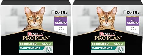 PRO PLAN Adulte Stérilisé Maintenance Canard en Sauce 10x85g (Lot de 2)