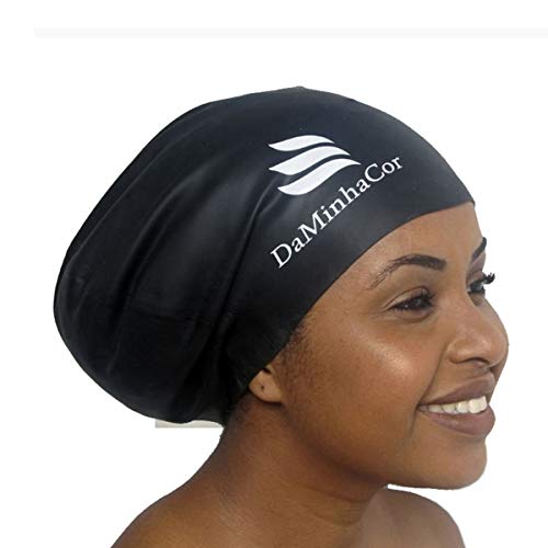 Touca Hidroginática Natação Banho Afro Cabelo Volumoso (Preto)