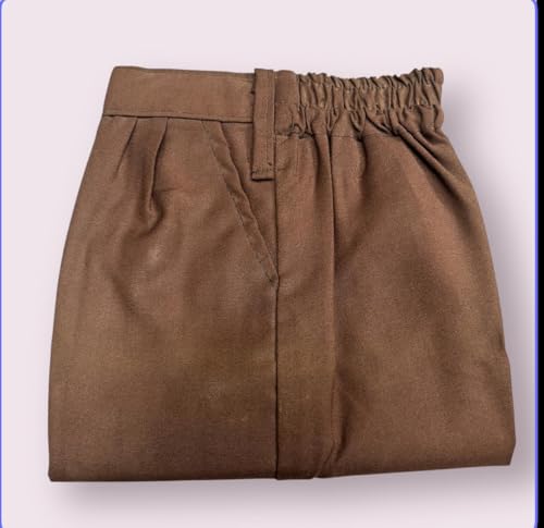 Image of School Uniform Coffee Trousers for Boys and Girls, Formal Regular-Fit School Pants, Comfortable, Durable Fabric for Daily School Wear. 3-4 Years