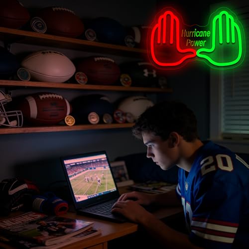 Image of University Neon Sign for Wall Decor Dimmable Football Neon Light for Man Cave Football Spirit Themed Led Light for Campus Bar Party Decor Birthday Gift for University Team Fans Size 11.8*7.4In(A076)