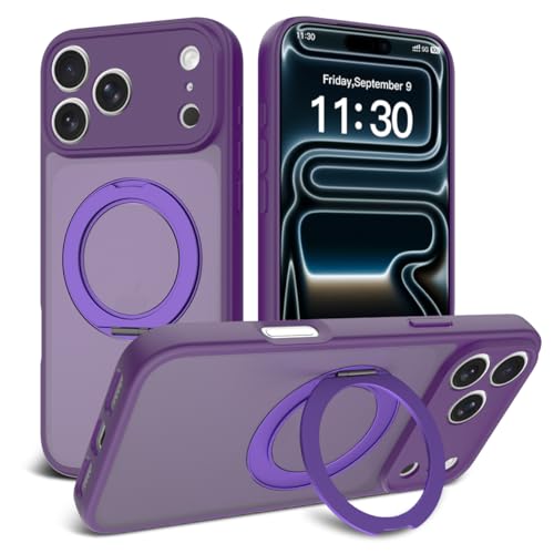 Image of Magnetic Case for iPhone 17 Pro Max With Magnetic Ring Stand, [Compatible with Magsafe] [Military Grade Drop Protection] Shockproof Phone Cover for iPhone 17 Pro Max Full Camera Protection 6.9 inch Purple