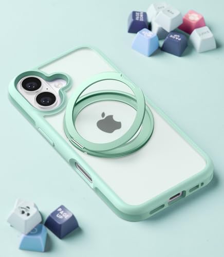 Image of TORRAS R Fusion Case Compatible with Wireless Charging iPhone 16, Magnetic Ring Charging, Protective Cover with Military Grade Protection Black (Green)