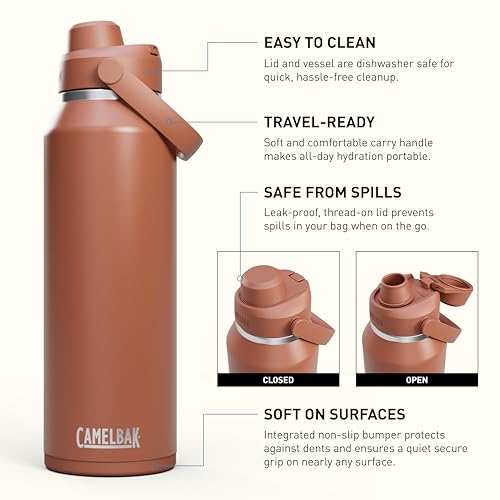 Image of CamelBak Thrive Chug Insulated Stainless Steel Water Bottle, Cold Retention with High Flow Lid for Everyday Hydration and Active Use, 40oz, Sierra Red