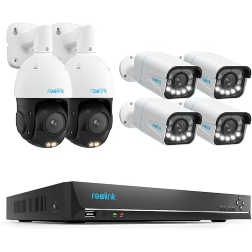 REOLINK 4K UHD PoE PTZ Camera for Outdoor Security RLC-823S1, RLC-811A PoE IP Security Camera 4K RLC-811A, 2X RLC-823S1 Bundle with 4X RLC-811A and RLN16-410(4TB)